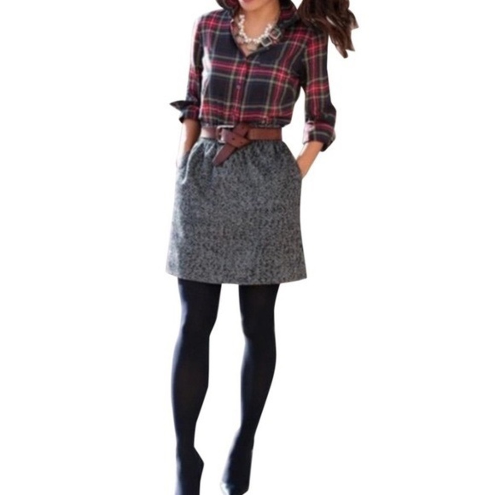 JCREW White/Black Herringbone Sidewalk mini skirt